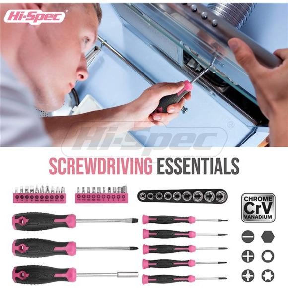 54pc Pink Home DIY Tool Kit Set for Women, Office & Garage. Complete Ladies Tool - Picture 2 of 6